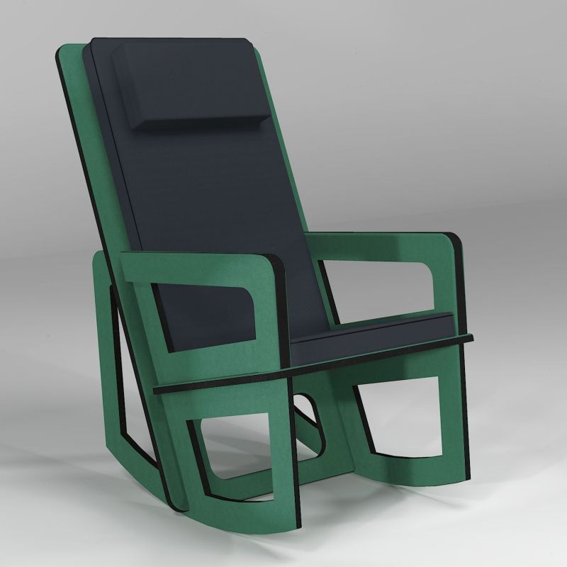 The mint green rocking chair with high backrest